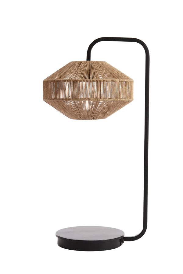 Decorative Black & Natural Wood Table Lamp - 26x60 cm Lyra Design