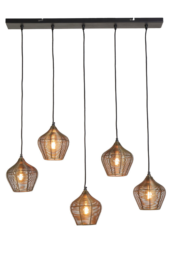 Elegant Five-Light Pendant in Antique Bronze Finish