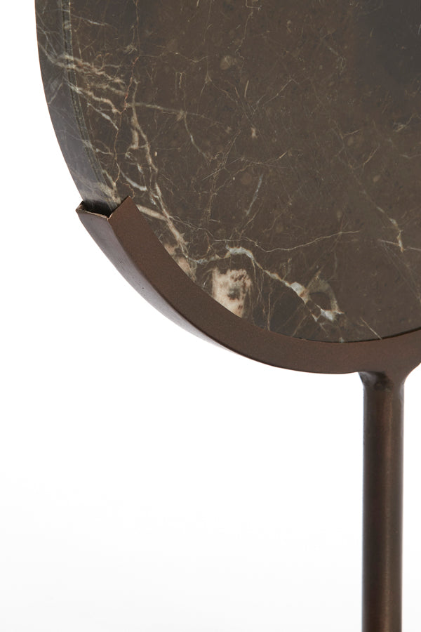 Elegant Dark Brown Marble Sculpture on Stand, 25.5x10x38.5 cm
