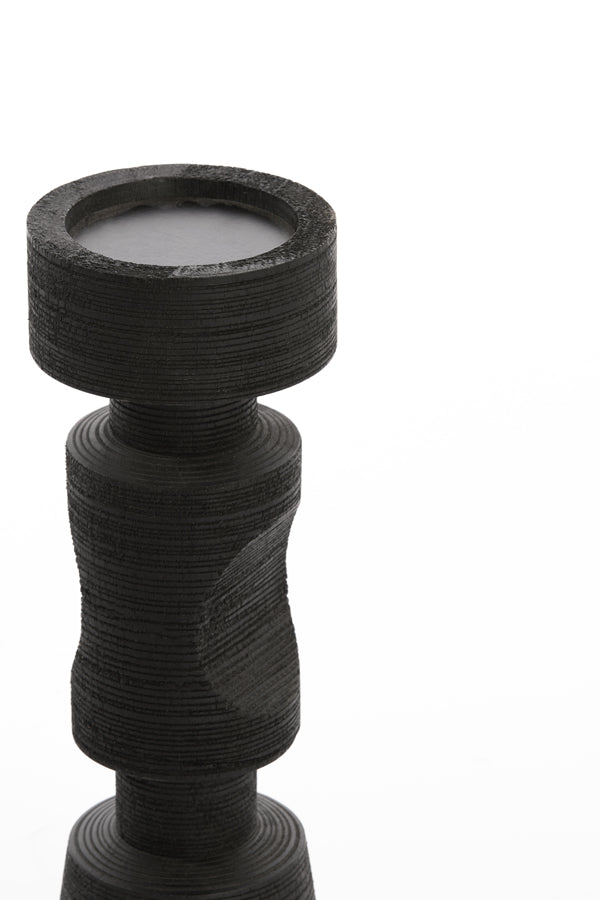 Matte Black Exumas Wood Candle Holder - 35.5 cm x 10.5 cm