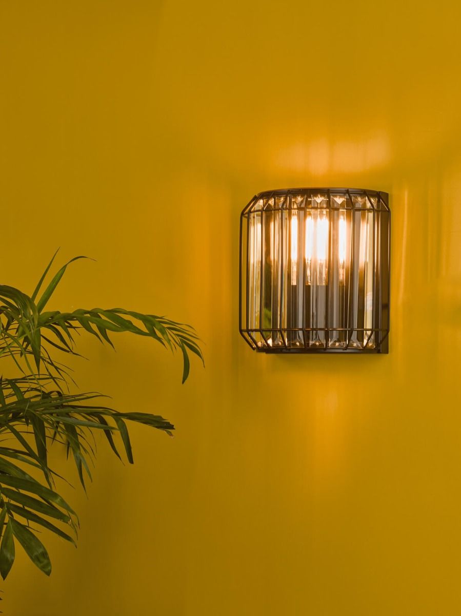 Naeva 2 Light Wall Light Matt Black Glass