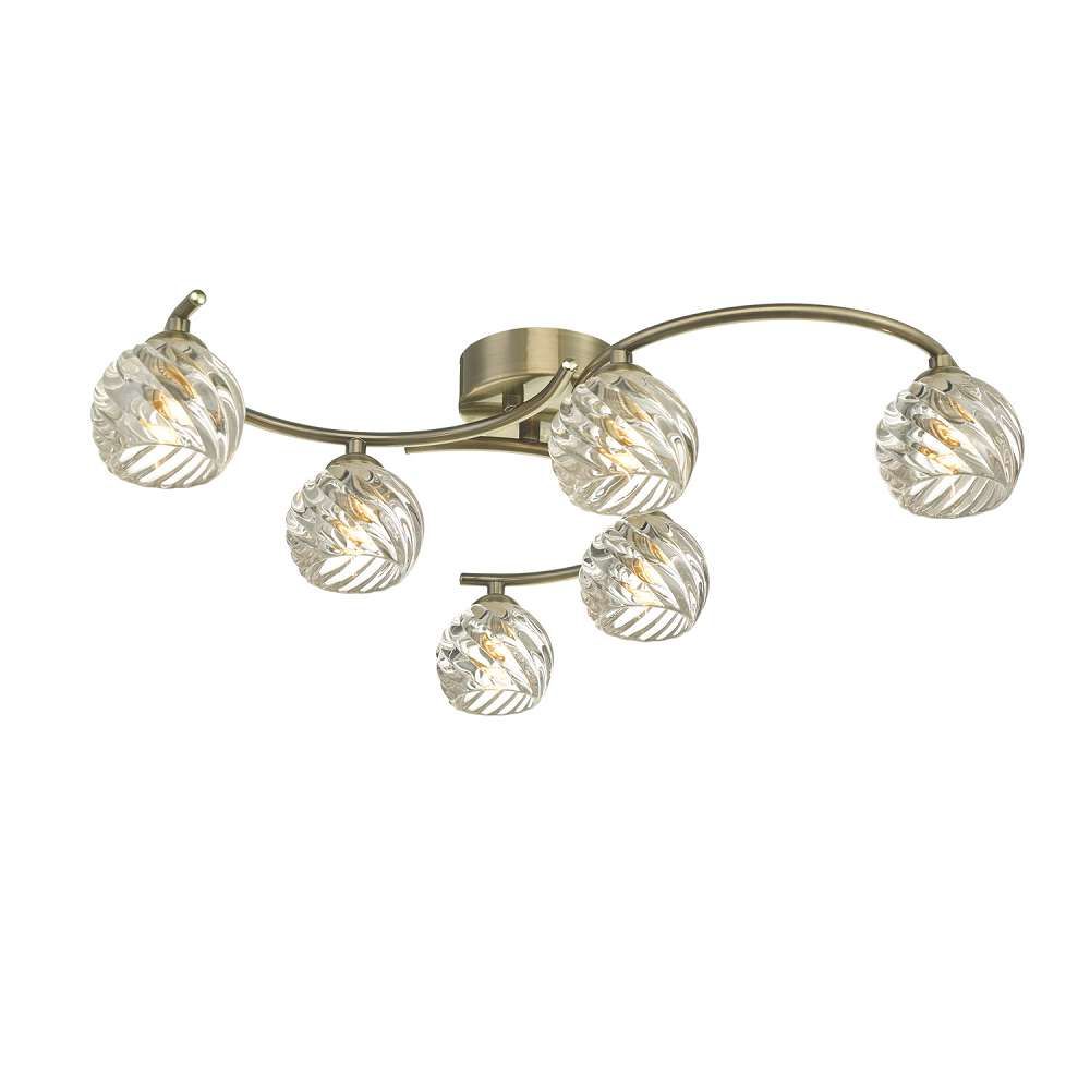 Nakita 6 Light Semi Flush Antique Brass Frame Only