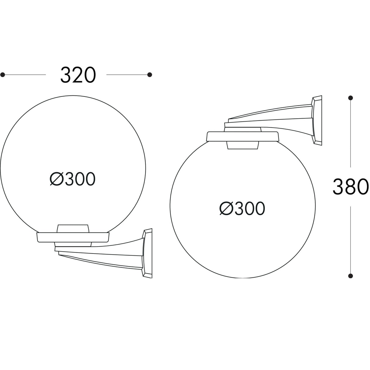 Globe 300 Modern Nardo 8.5W E27 LED CCT, Wall Globe, Black/Clear