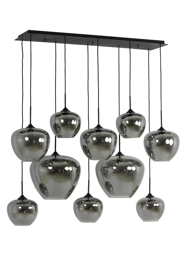 Elegant Mayson Chandelier 10-Light - Smoked Glass & Matte Black, 120x60x110 cm