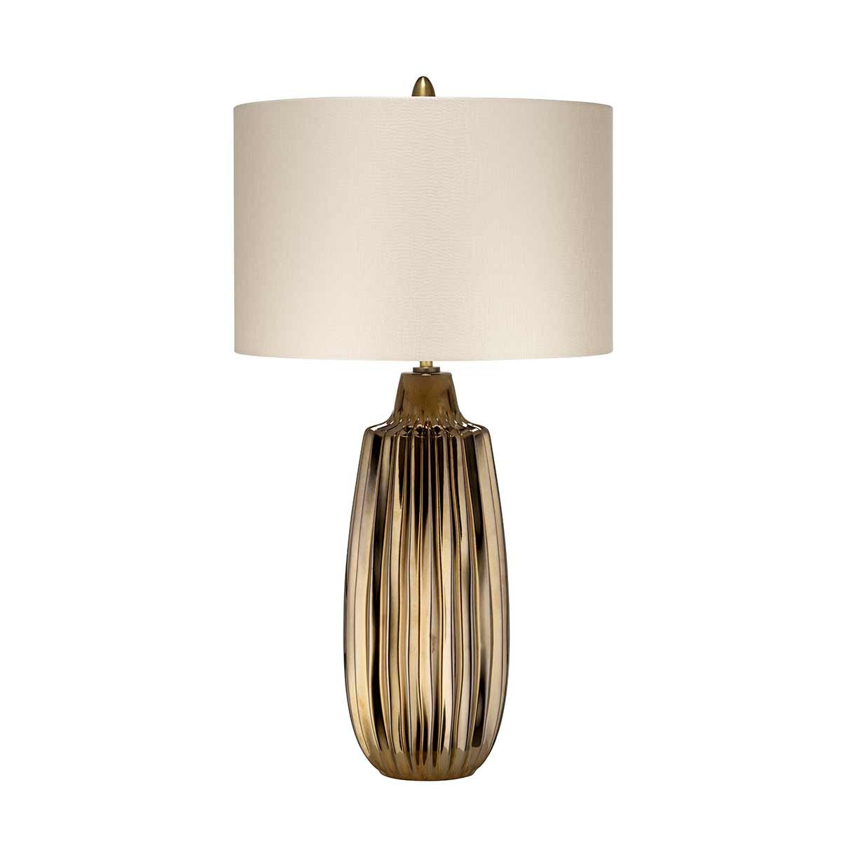 Elegant Newham Bronze Ceramic Table Lamp with Pearl Satin Shade
