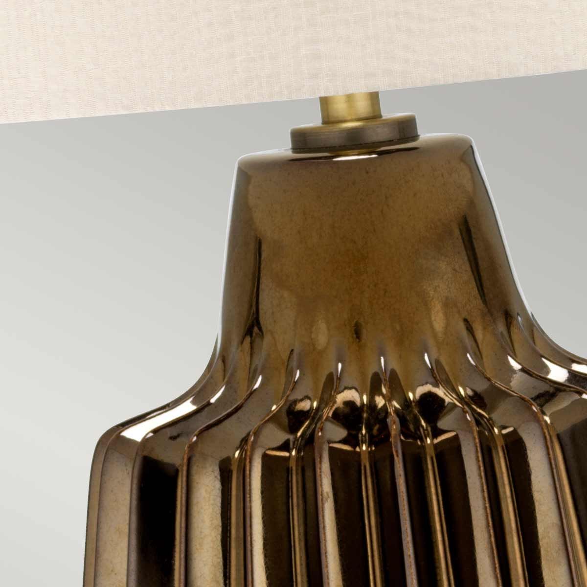 Elegant Newham Bronze Ceramic Table Lamp with Pearl Satin Shade