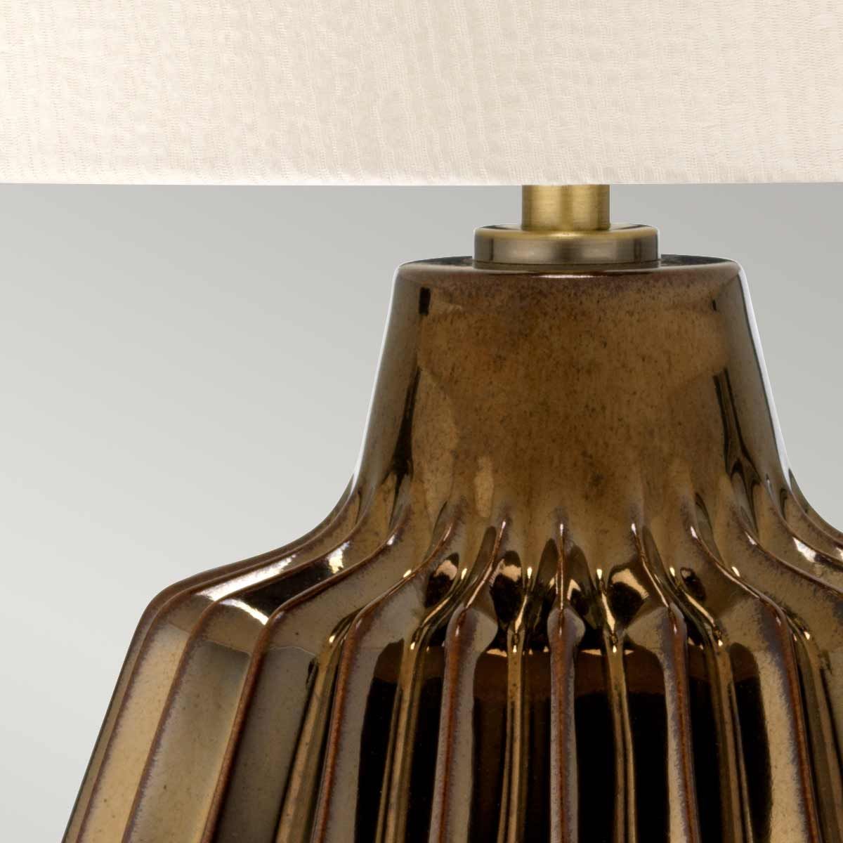Elegant Bronze Ceramic Table Lamp with Pearl Satin Shade