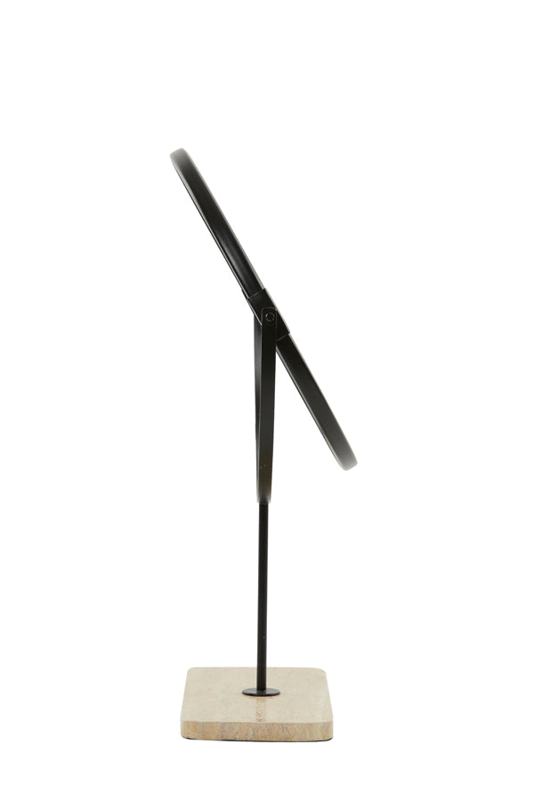 Contemporary Travertine Sand-Black Base Mirror 32.5x12.5x49 cm
