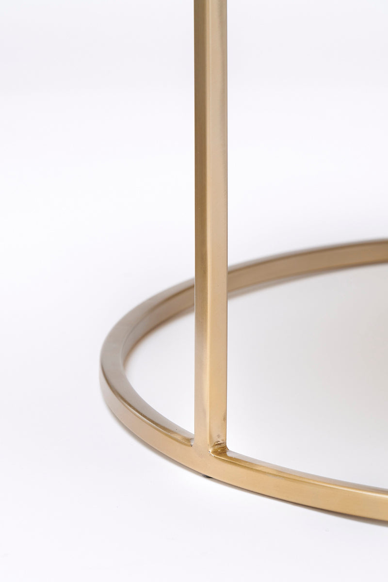 Set of 2 Light Gold Round Coffee Tables, Talca Design Ø65x39 cm & Ø75x45 cm