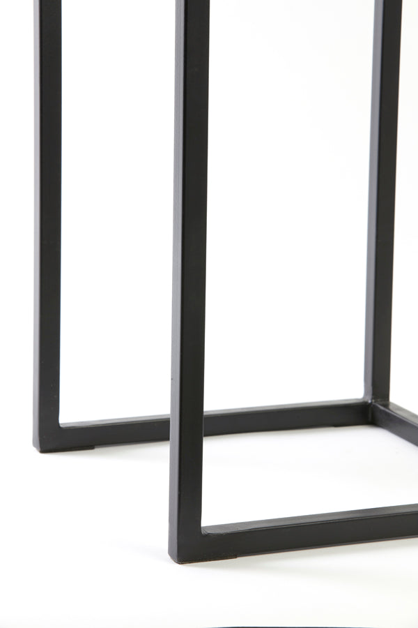 Set of Two Bryson Wood Pillars in Brown-Black Finish, Sizes 30x30x83 cm and 36x36x103 cm