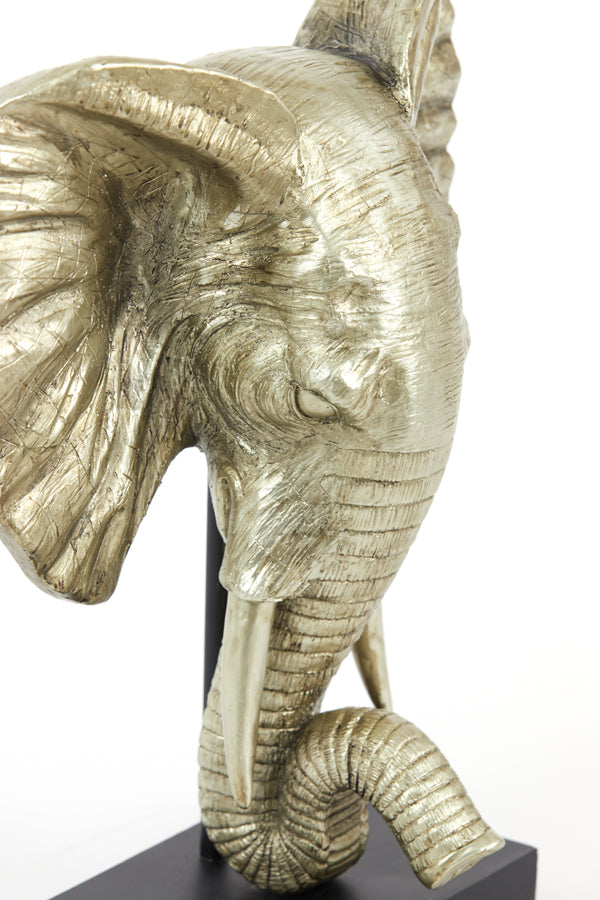 Elegant Light Gold Elephant Ornament on Base - 30x15x35.5 cm