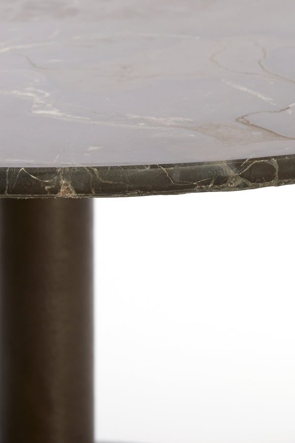 Elegant Round Dark Brown Marble Coffee Table Ø76x36 cm