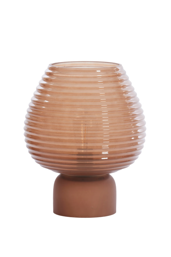 Modern LED Glass Table Lamp with Brown Finish - Alenna 22x27 cm