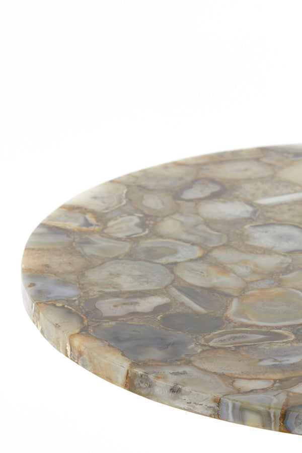 Yellow Agate and Antique Bronze Side Table, 61cm x 41cm