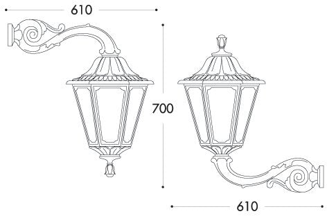 Noemi Adam 11W E27 LED CCT, Classic Wall Lantern, Black/Clear