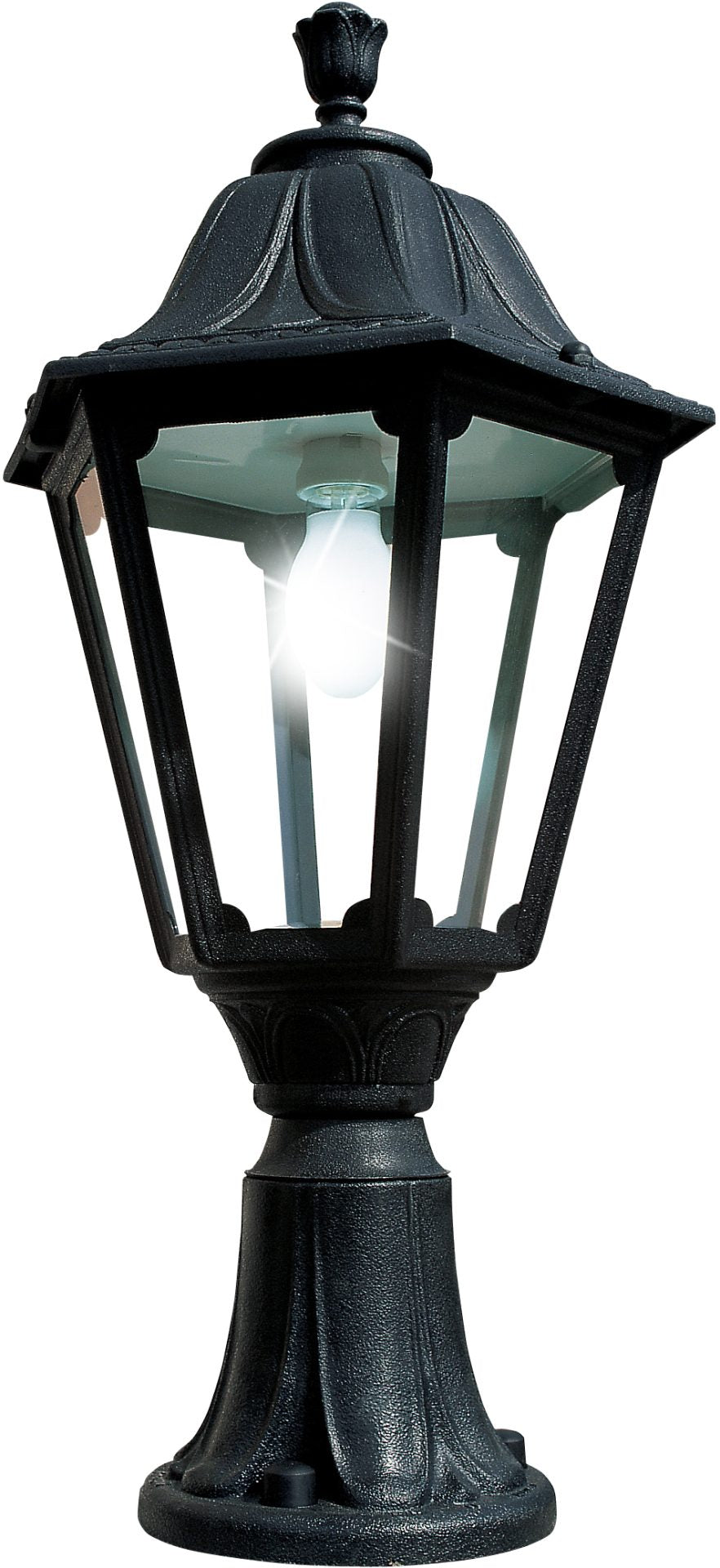 Noemi Lot 30W E27 HighPower LED CCT, Classic Pedestal Lantern, Black/Clear