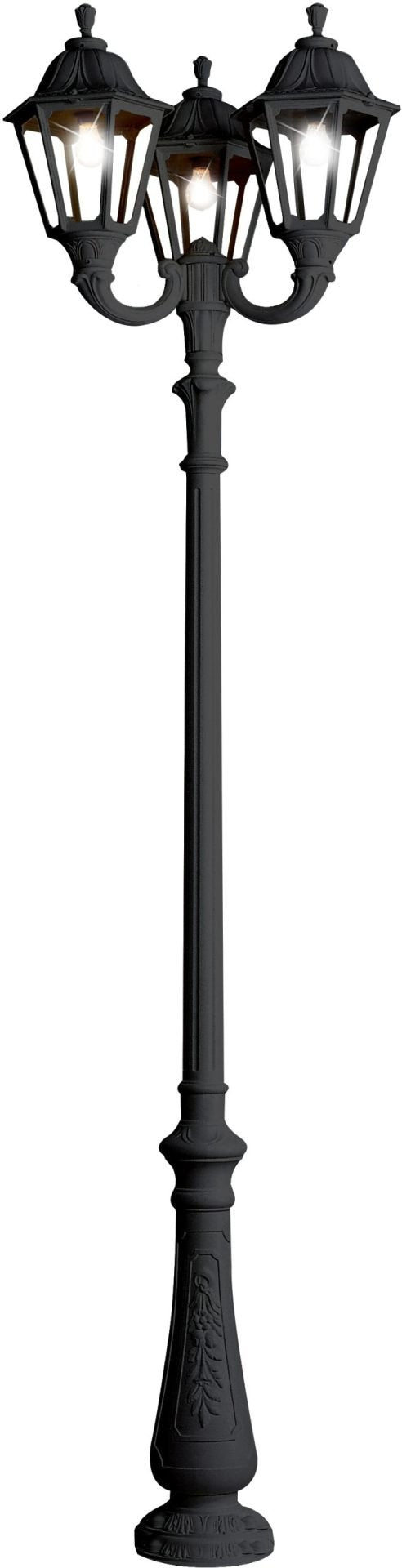 Noemi Nebo Ofir 3L E27 (No Lamp) Assembled, Classic Post Lantern, Black/Clear