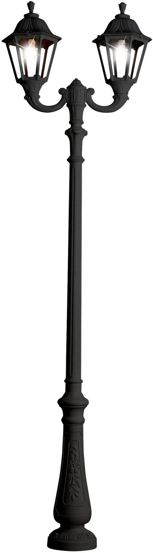 Noemi Nebo Ofir 2L E27 (No Lamp) Assembled, Classic Post Lantern, Black/Clear