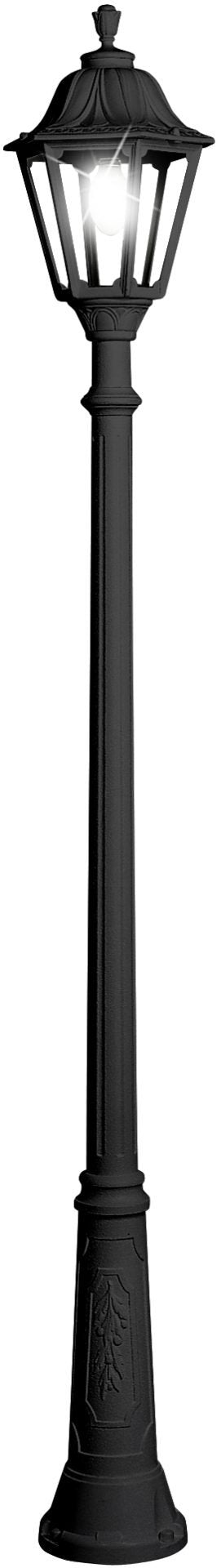Noemi Ricu 11W E27 LED CCT, Classic Post Lantern, Black/Clear