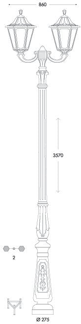 Noemi Tabor Ofir 2L E27 (No Lamp) Assembled, Classic Post Lantern, Black/Clear