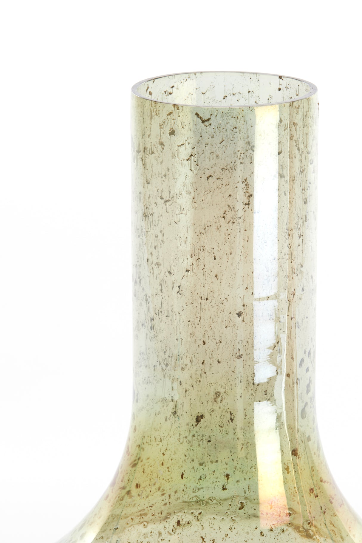 Emerald Glass Vase with Textured Stone Finish - 25x40 cm