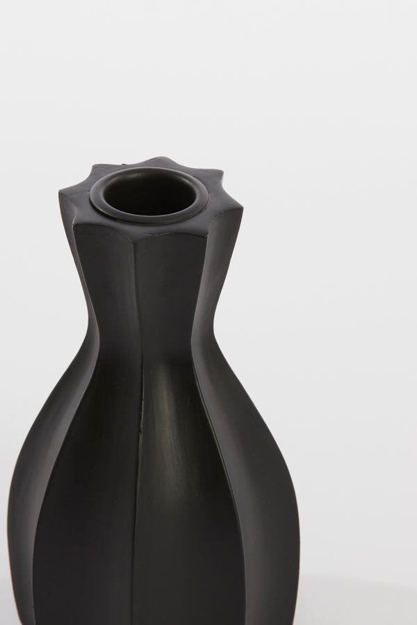 Black Limnos Candle Holder - 7cm x 13cm Matte Finish