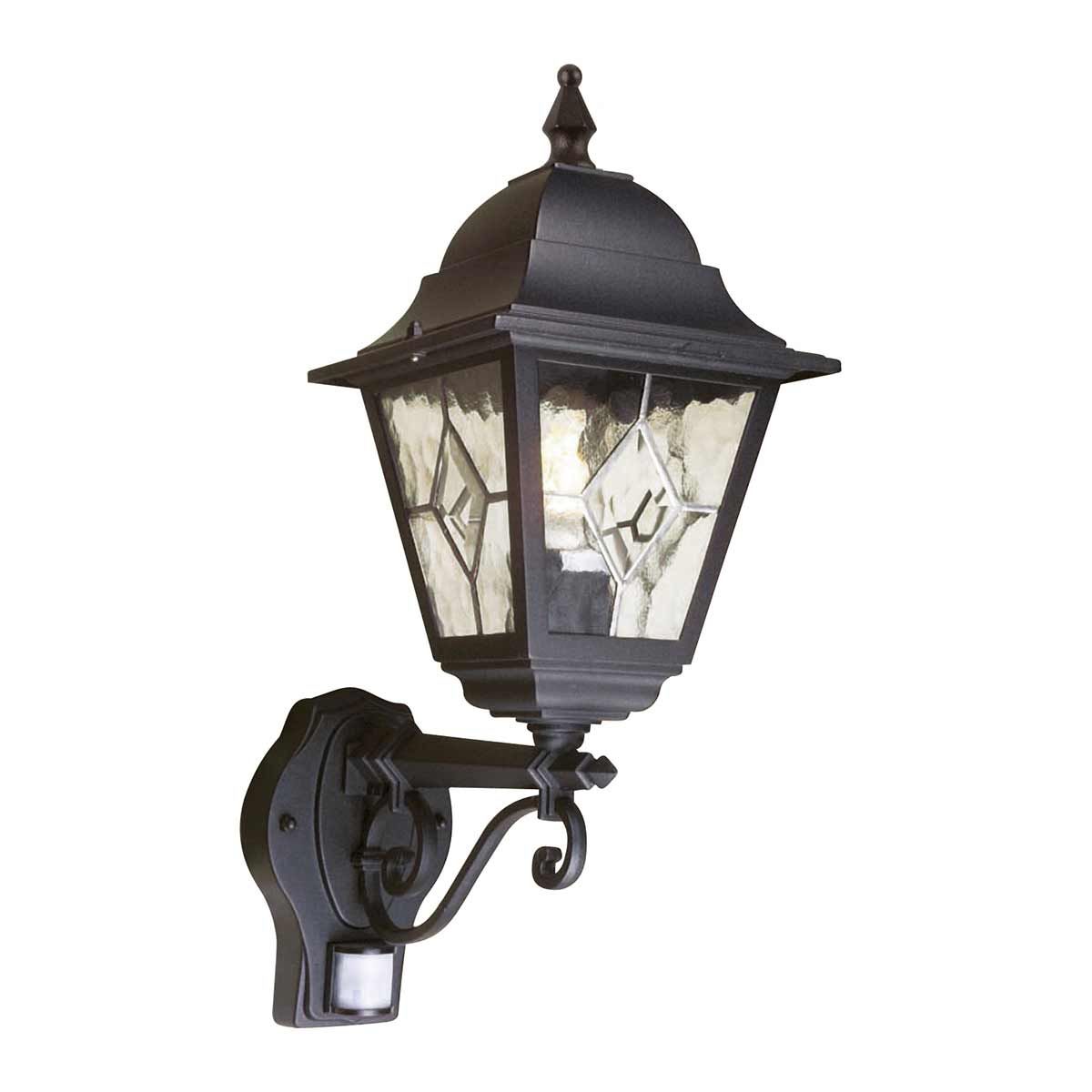 Norfolk Black Metal Outdoor Wall Lantern with PIR Sensor