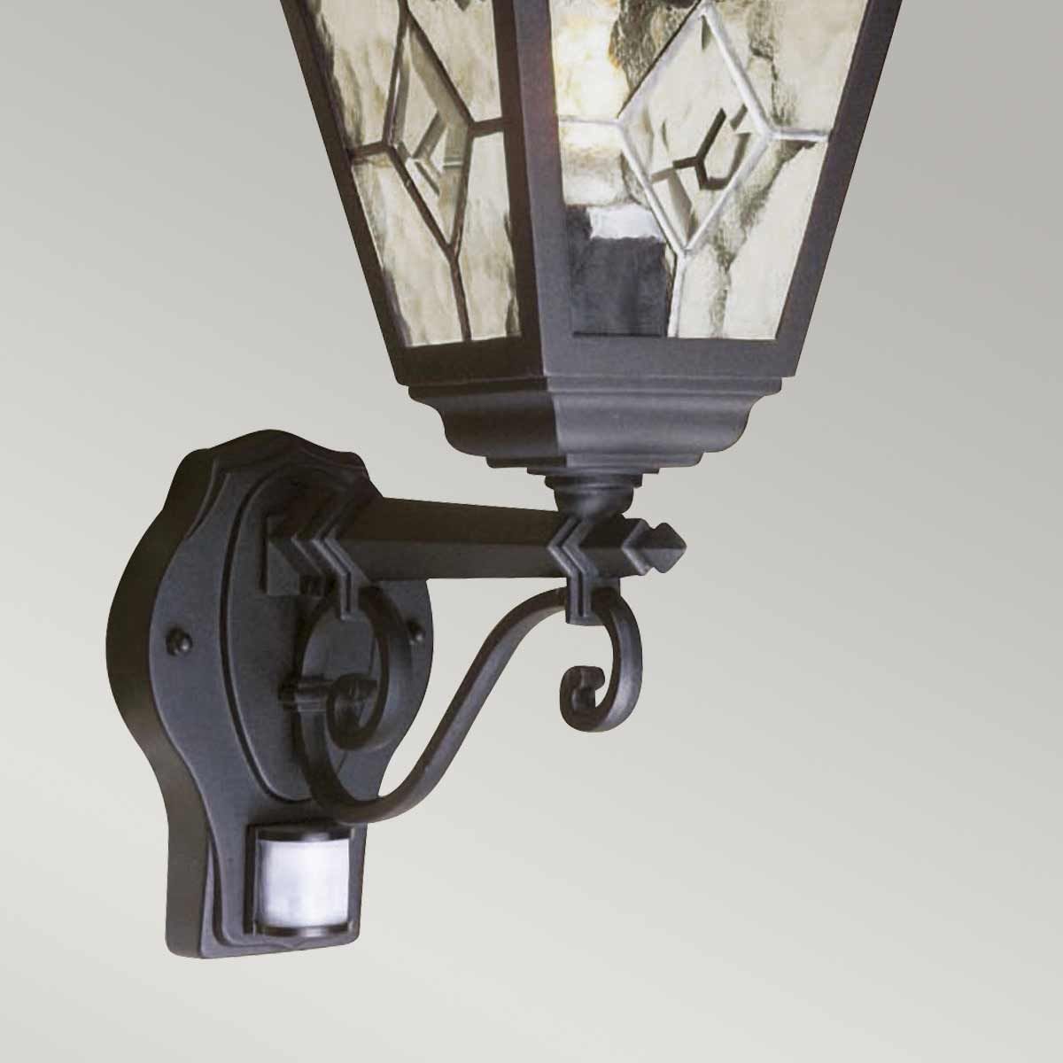 Norfolk Black Metal Outdoor Wall Lantern with PIR Sensor