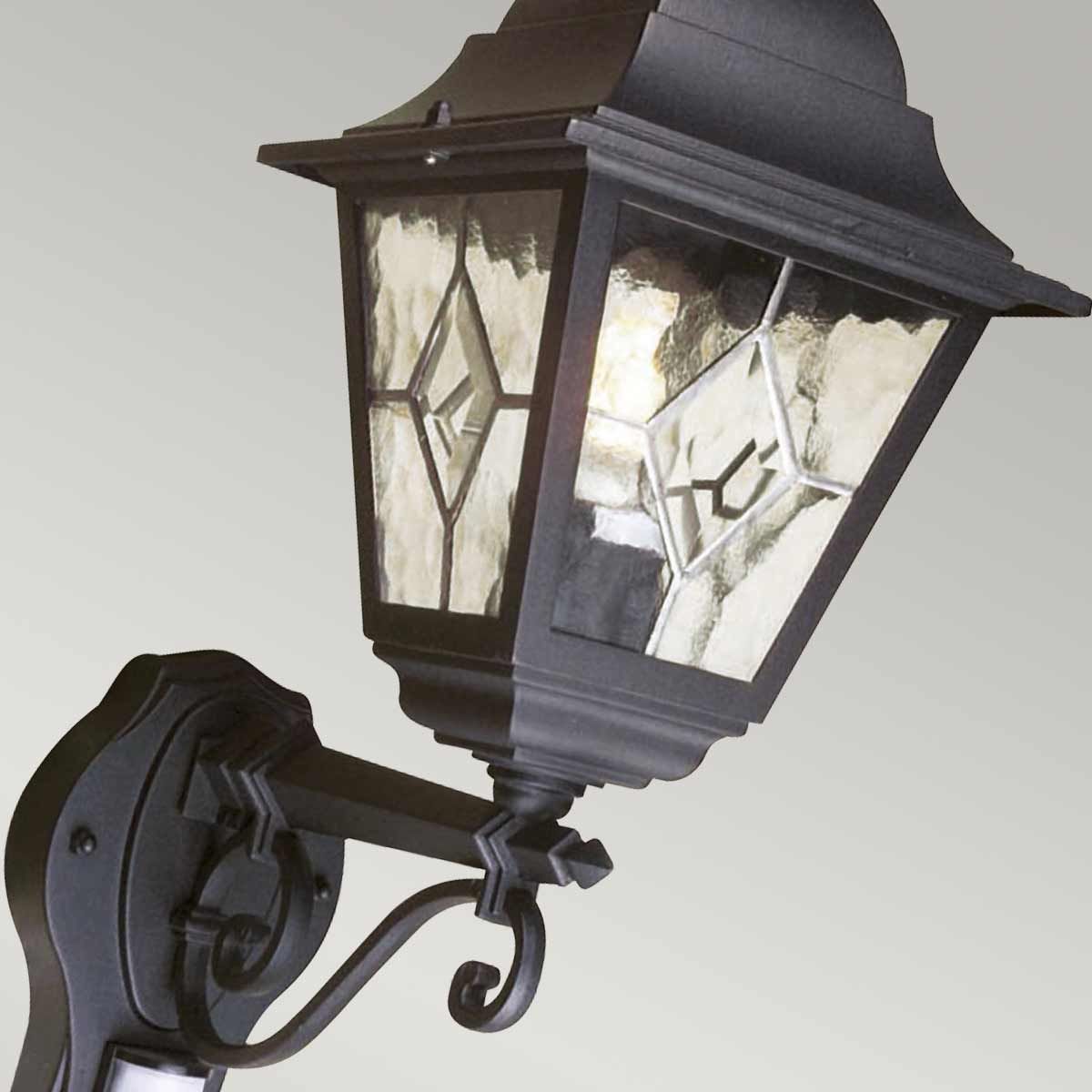 Norfolk Black Metal Outdoor Wall Lantern with PIR Sensor
