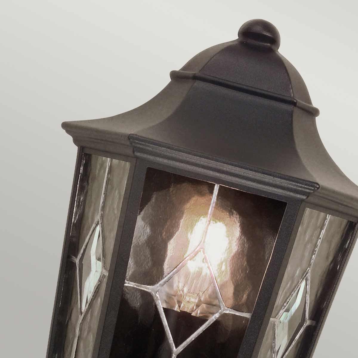 Norfolk Black Metal Half Lantern with Glass Panels