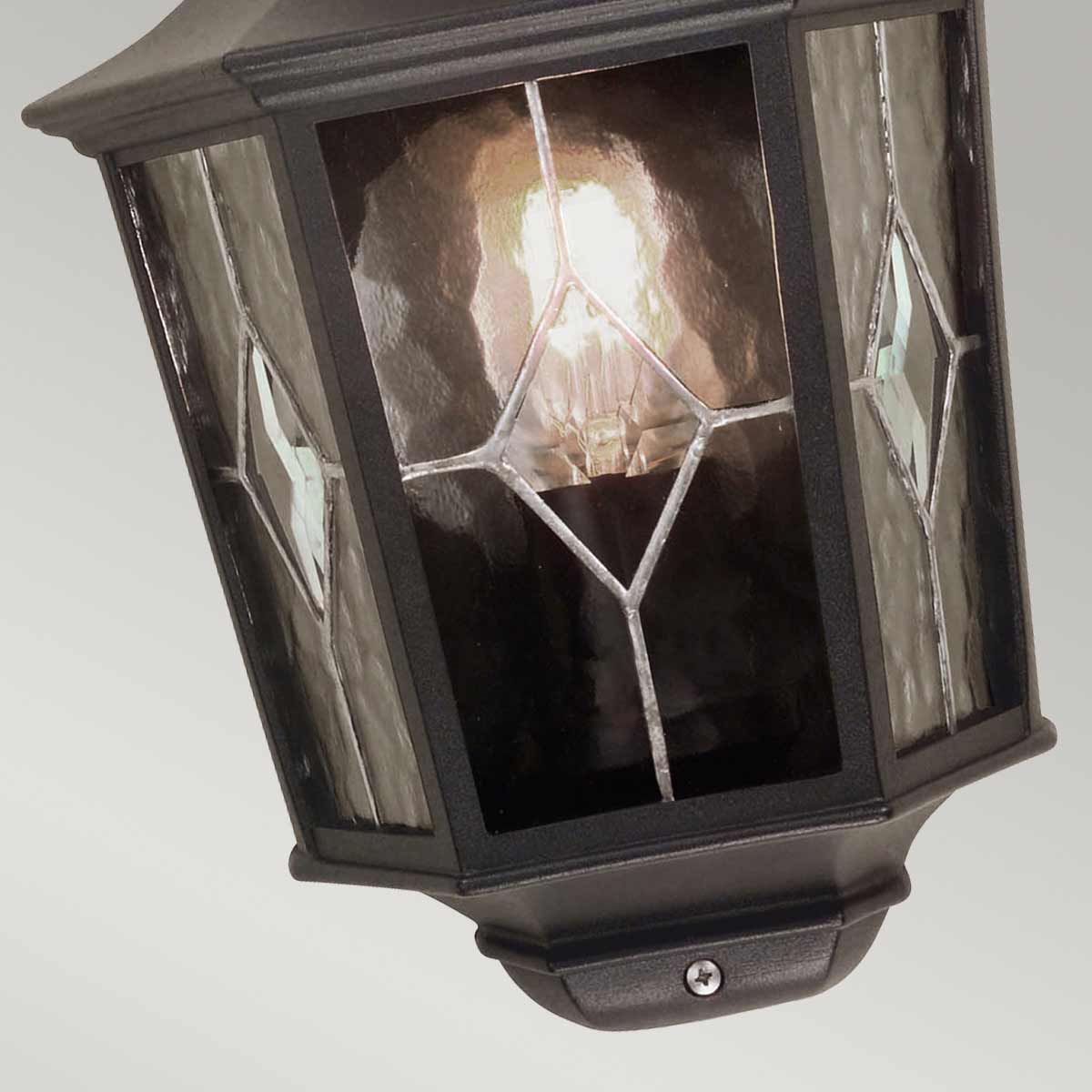 Norfolk Black Metal Half Lantern with Glass Panels
