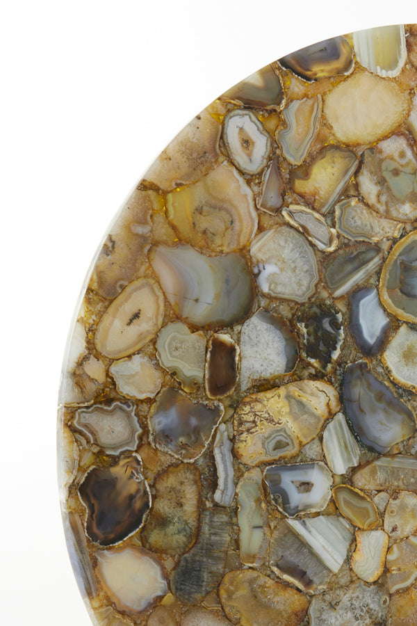 Yellow Agate and Antique Bronze Side Table, 61cm x 41cm