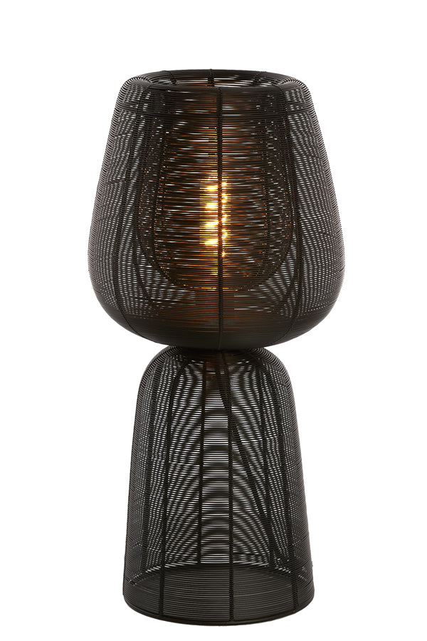 Matte Black Aboso Table Lamp - 24cm Diameter, 54cm Height
