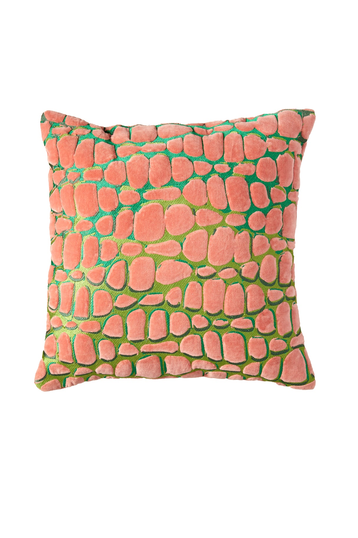 Elegant Tomba Cushion 45x45 cm in Green and Coral
