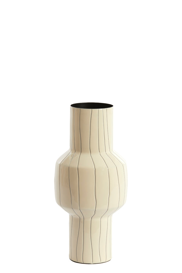 Elegant Senuma Vase 14x30 cm - Glossy White & Black Design