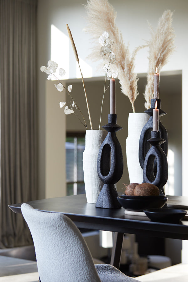 Elegant Django Black Wooden Candle Holder - 14x14x50 cm