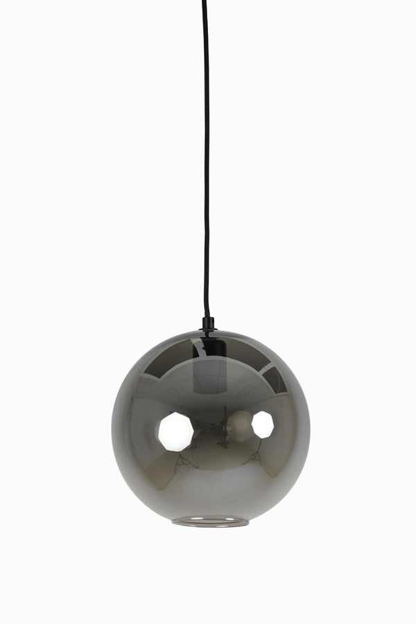 Elegant Black and Smoked Glass Hanging Lamp 25x22.5 cm