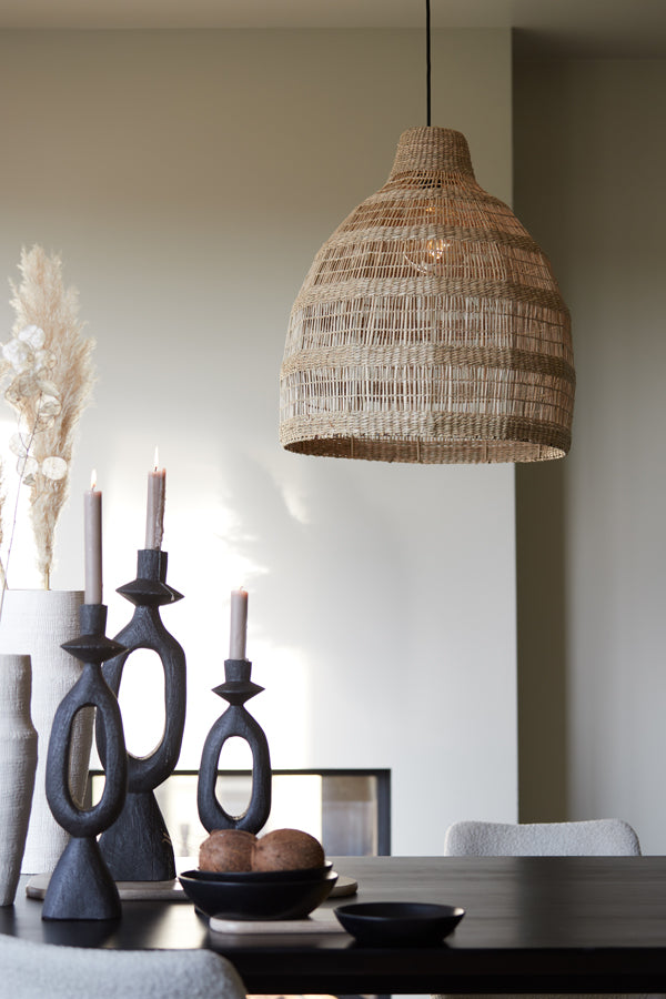 Elegant Django Black Wooden Candle Holder - 14x14x50 cm