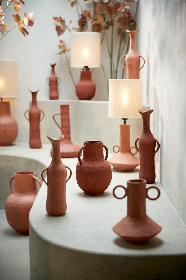 Contemporary Brick Red Anconi Vase - Dimensions: 17x11x50.5 cm