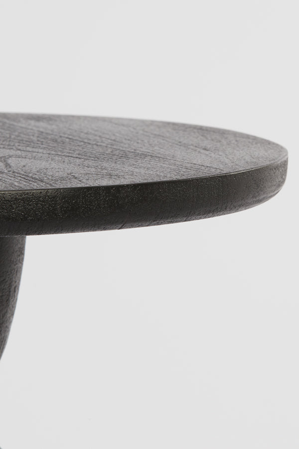 Round Torir Mango Wood Side Table in Matte Black Finish
