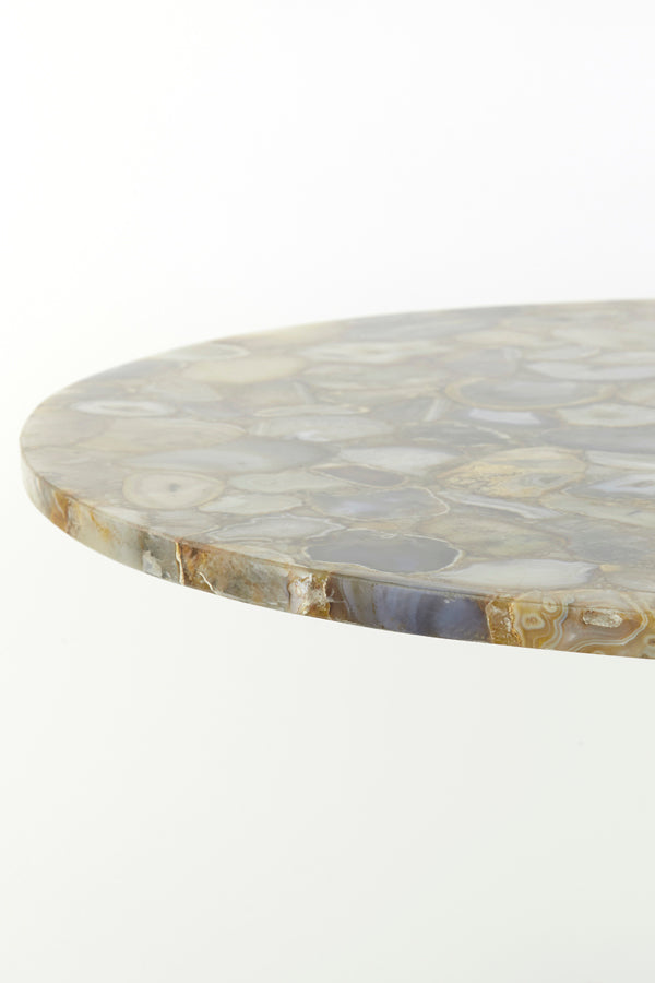 Yellow Agate and Antique Bronze Side Table, 61cm x 41cm