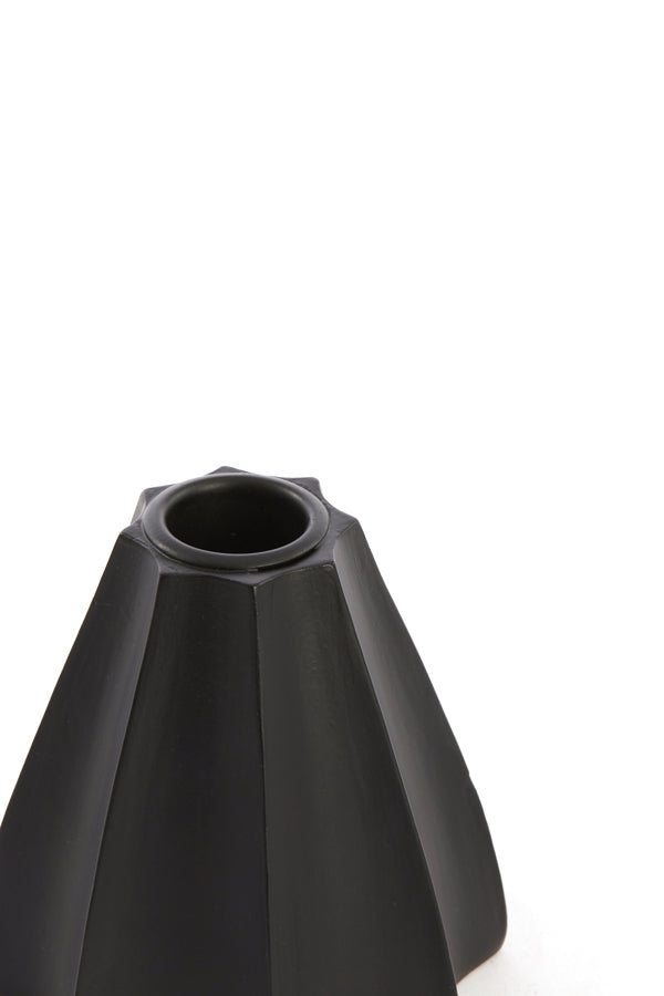 Matte Black Limni Candle Holder - 9x8.5 cm