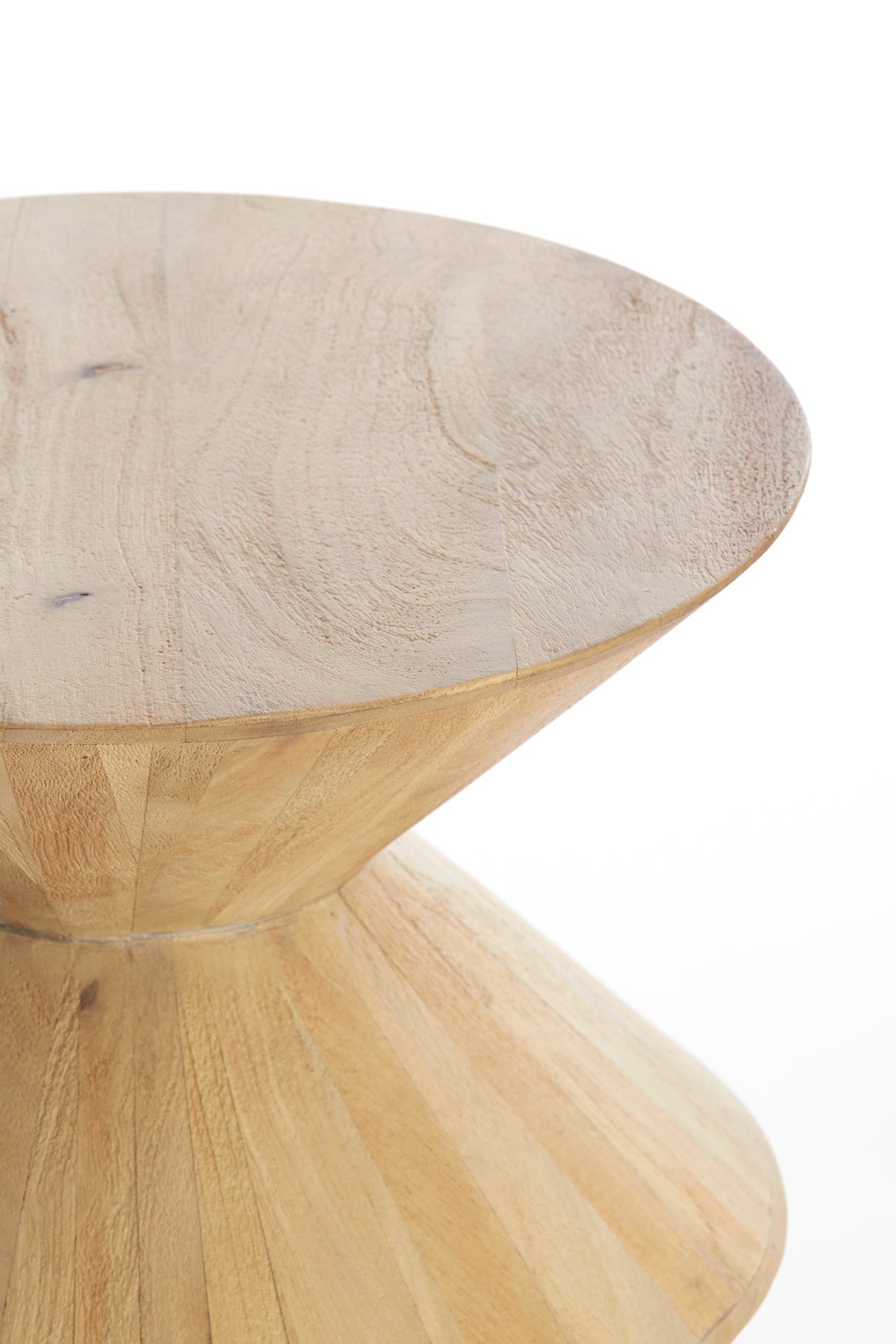 Round Mango Wood Side Table 40x50cm - Larus Natural Finish