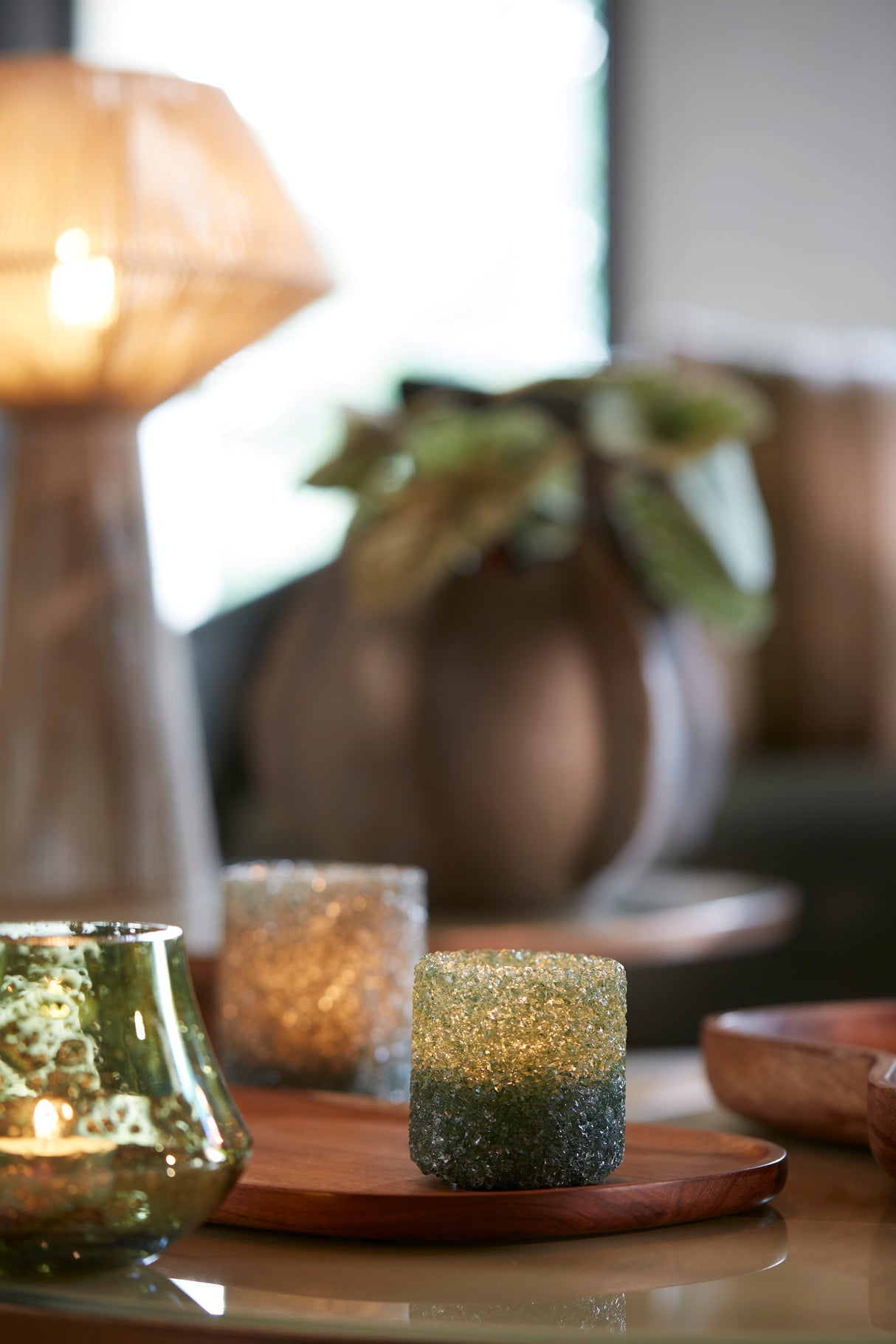 Aquamarine Glass Tealight Holder Ø7x7 cm - Morita Collection