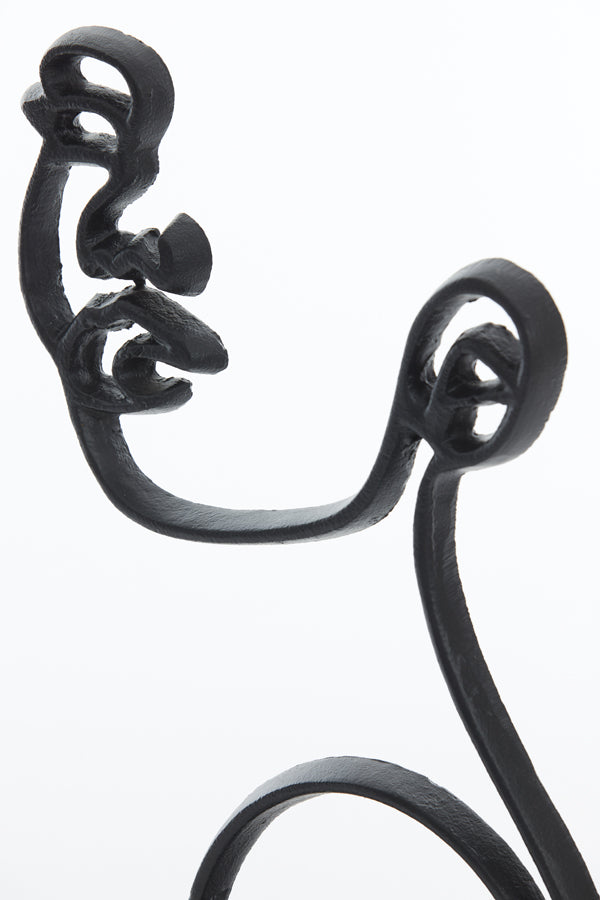 Black Matt Face Sculpture on Stand 33x8x48 cm