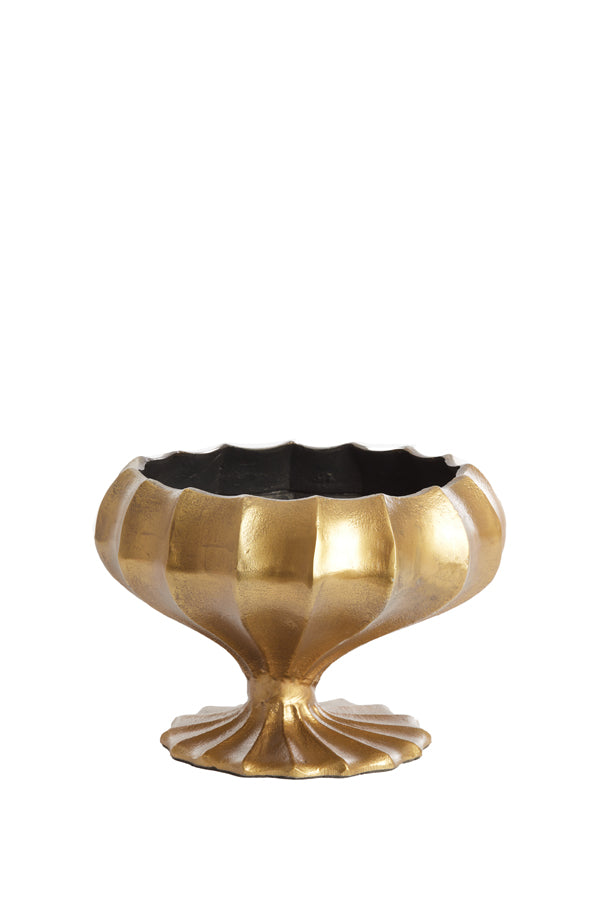 Decorative Antique Bronze and Matte Black Pot with Stand 18x17x31 cm