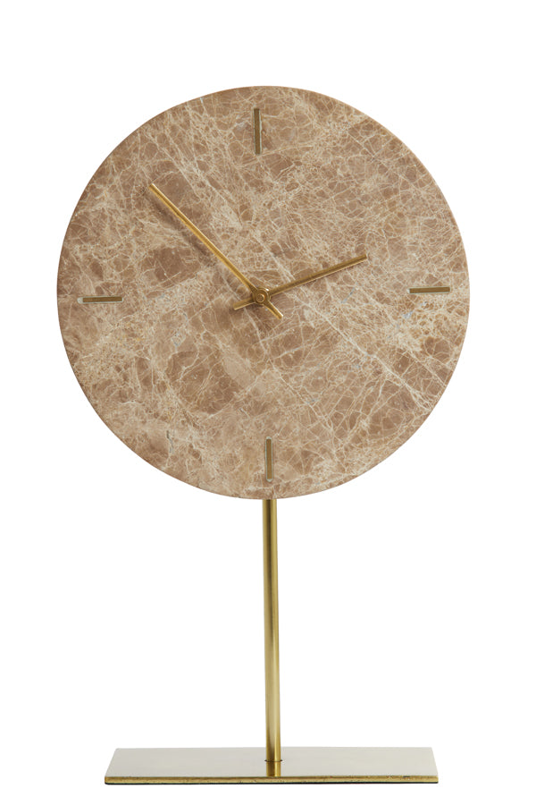 Elegant Brown Moreno Marble Clock with Base - 25.5x10x42.5 cm