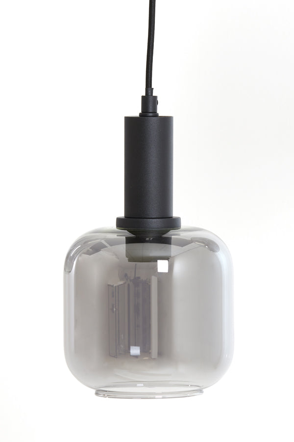 Hanging Lamp - Black Frame with Smoked Glass, 5 Lights, 110x22x32 cm