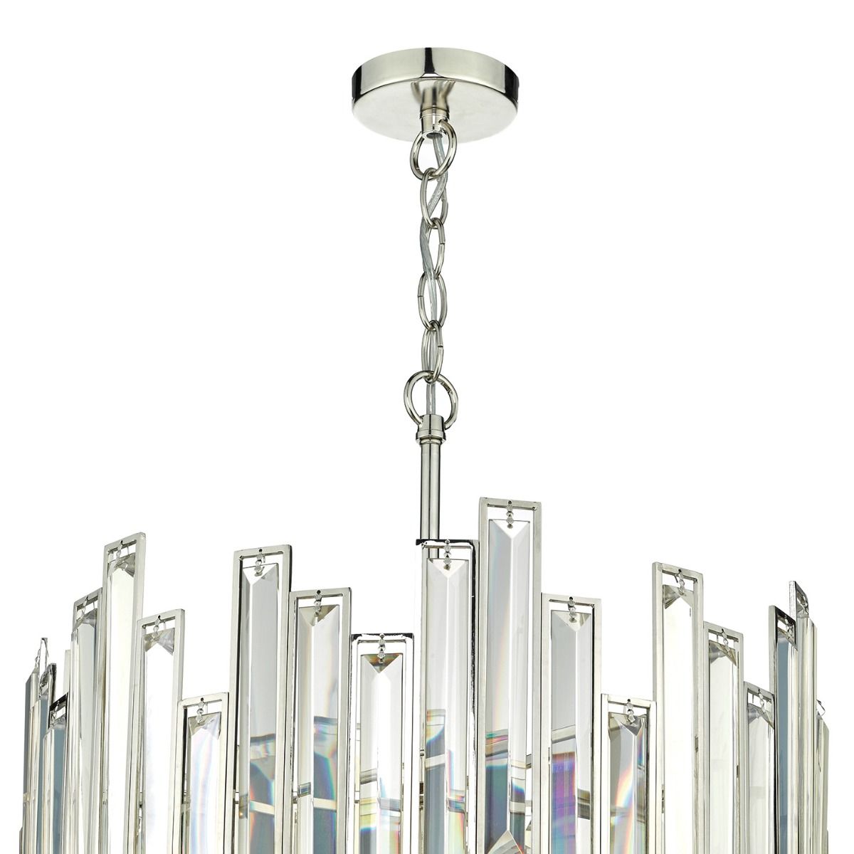 Odile 6 Light Pendant Champagne Crystal Polished Nickel Frame