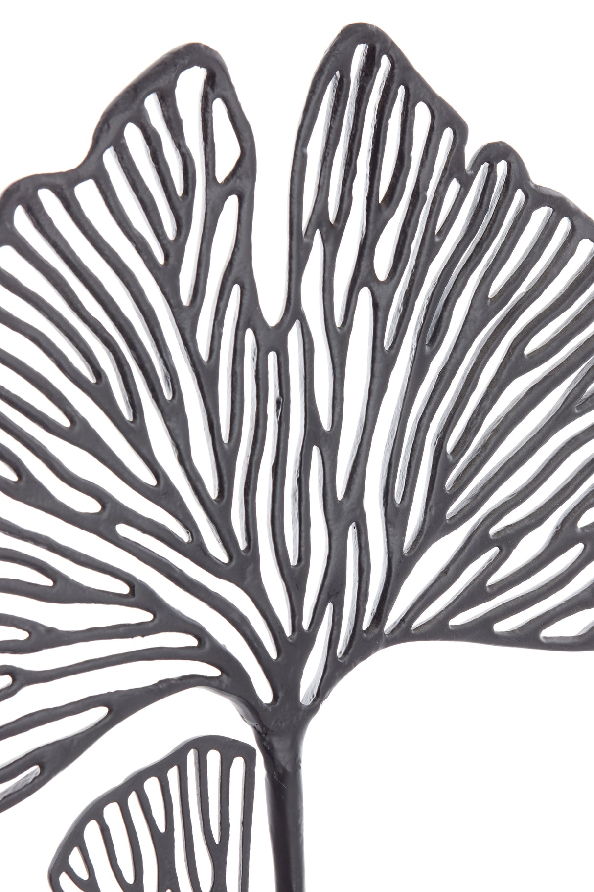 Leaf Motif Sculpture on Stand, 36x10x48 cm Matte Black Finish